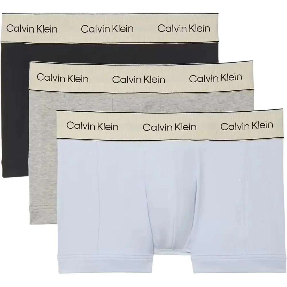 3-Pack Heritage Cotton Boxer Trunks, Black / Grey Heather / Breezy Blue