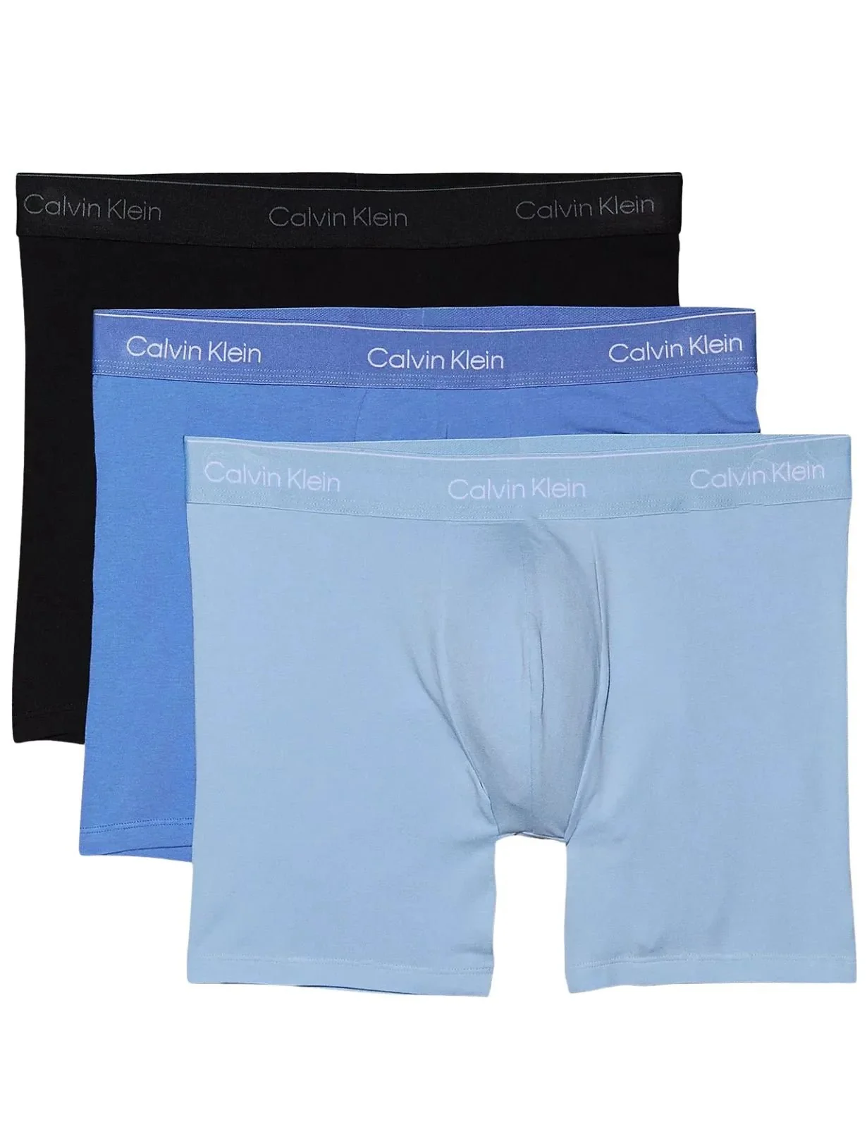 3-Pack Icon Cotton Stretch Boxer Briefs, Black/Glacier/Bluebell