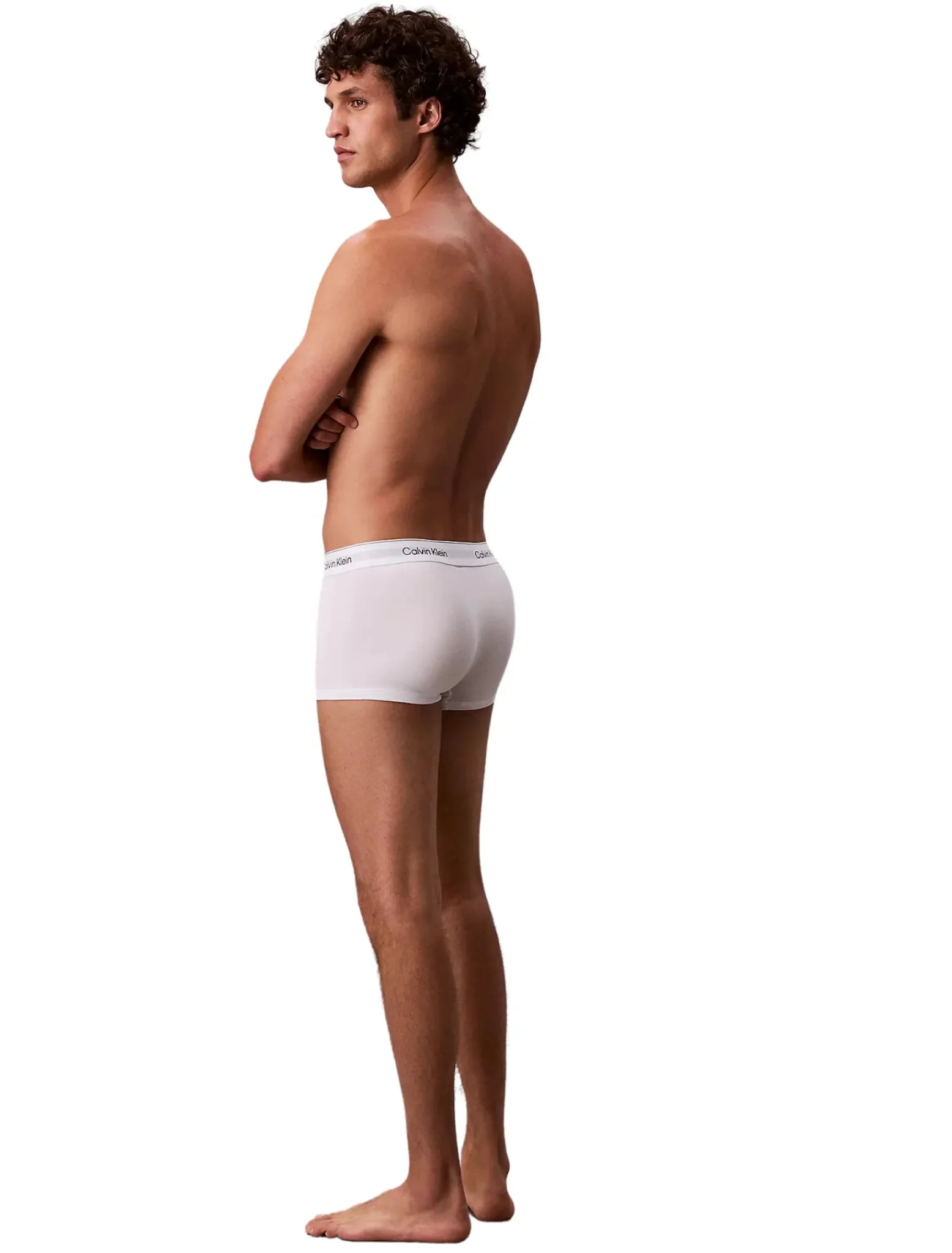 3-Pack Icon Cotton Stretch Low-Rise Boxer Trunks, All White - Image 5