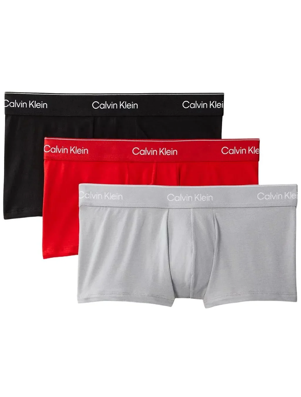 3-Pack Icon Cotton Stretch Low-Rise Boxer Trunks, Black / Adrenaline Rush / Sleet