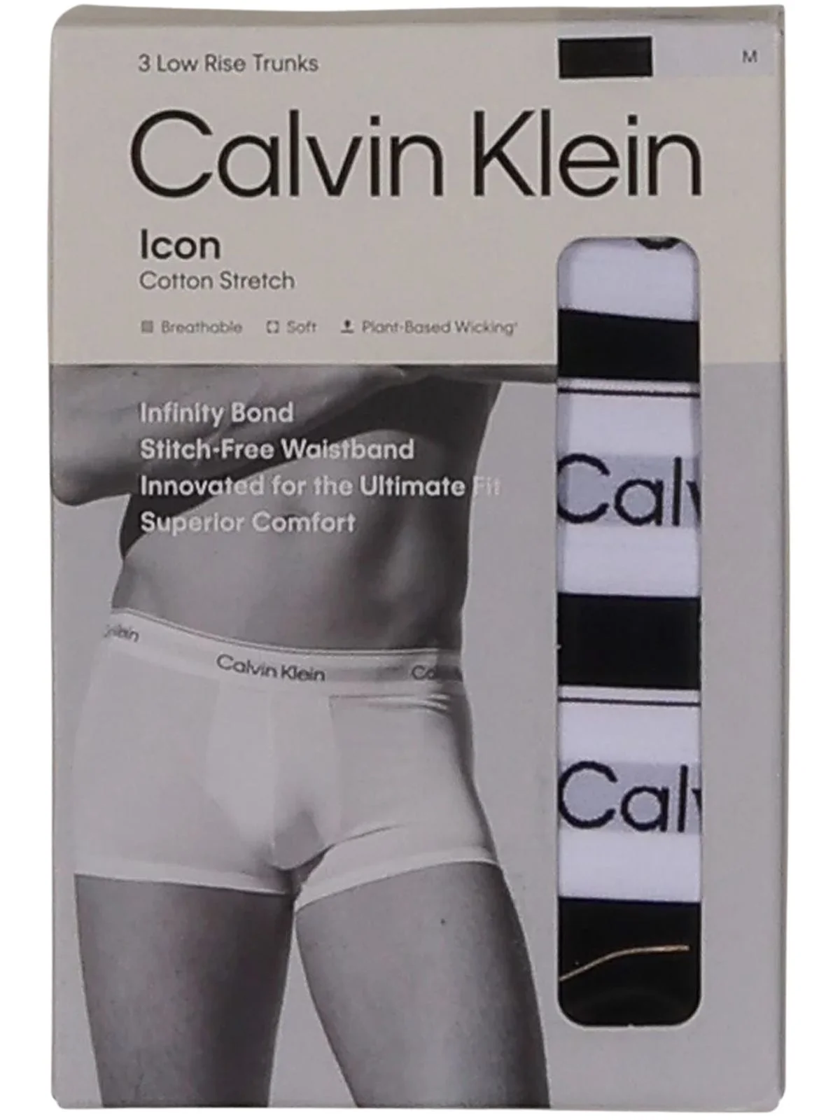 3-Pack Icon Cotton Stretch Low-Rise Boxer Trunks, Black/white - Image 2