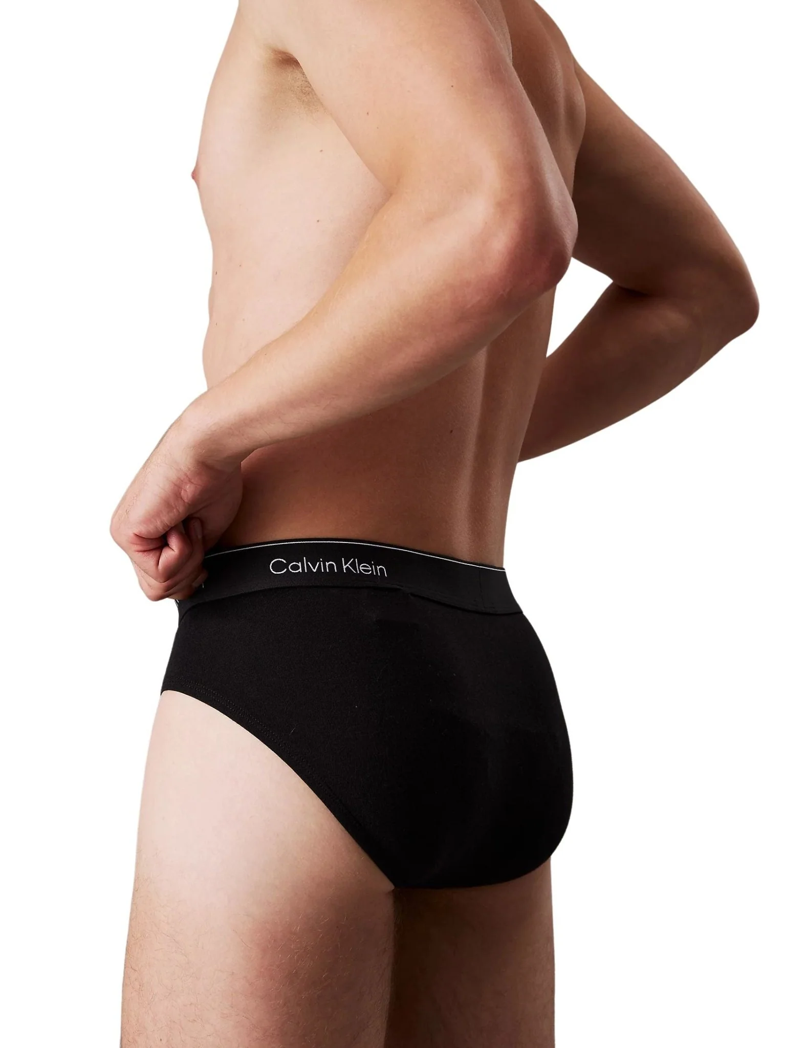 3-Pack Icon Cotton Stretch Men's Briefs, Black/White/Grey - Image 3
