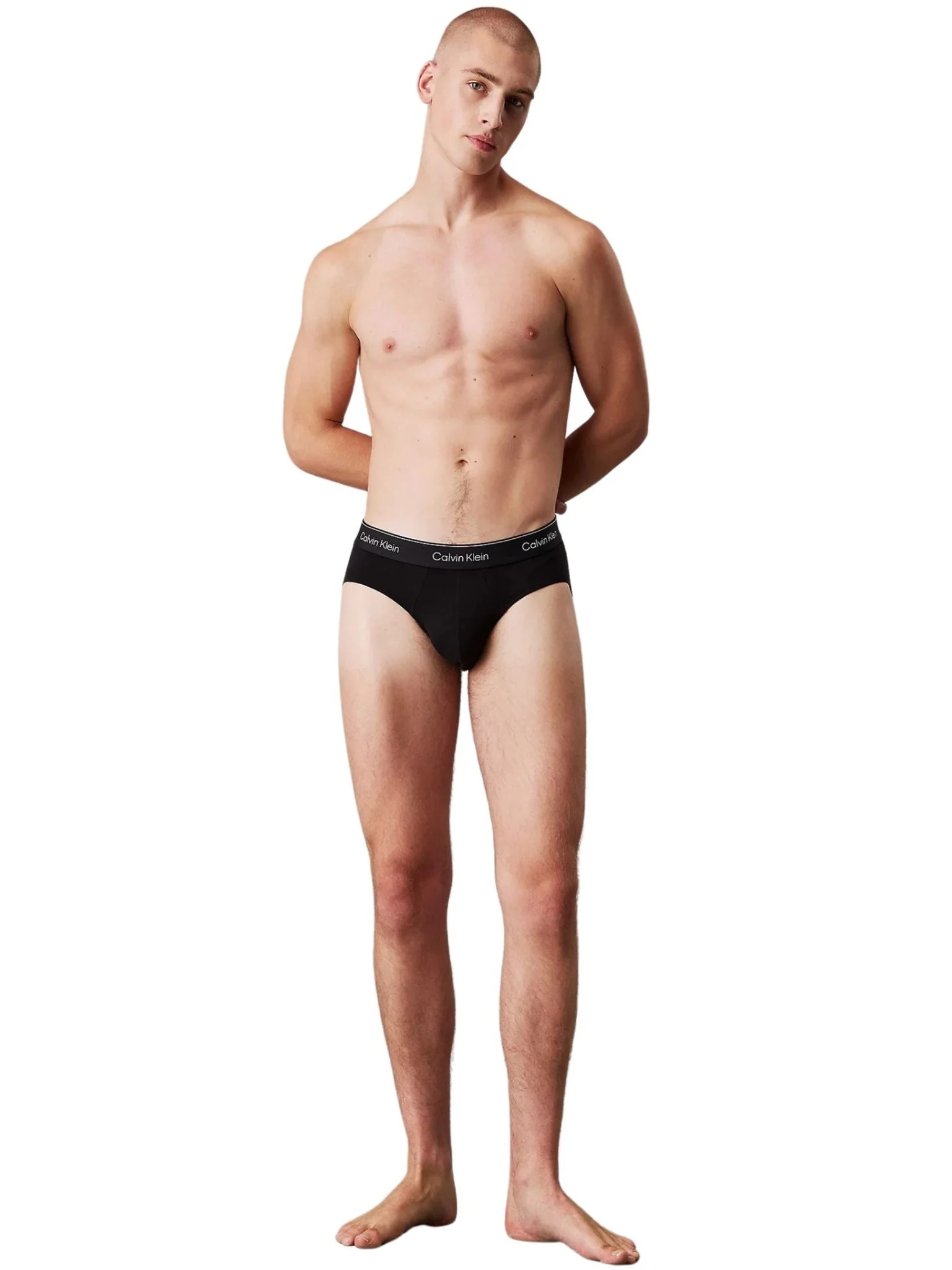 3-Pack Icon Cotton Stretch Men's Briefs, Black/White/Grey - Image 4