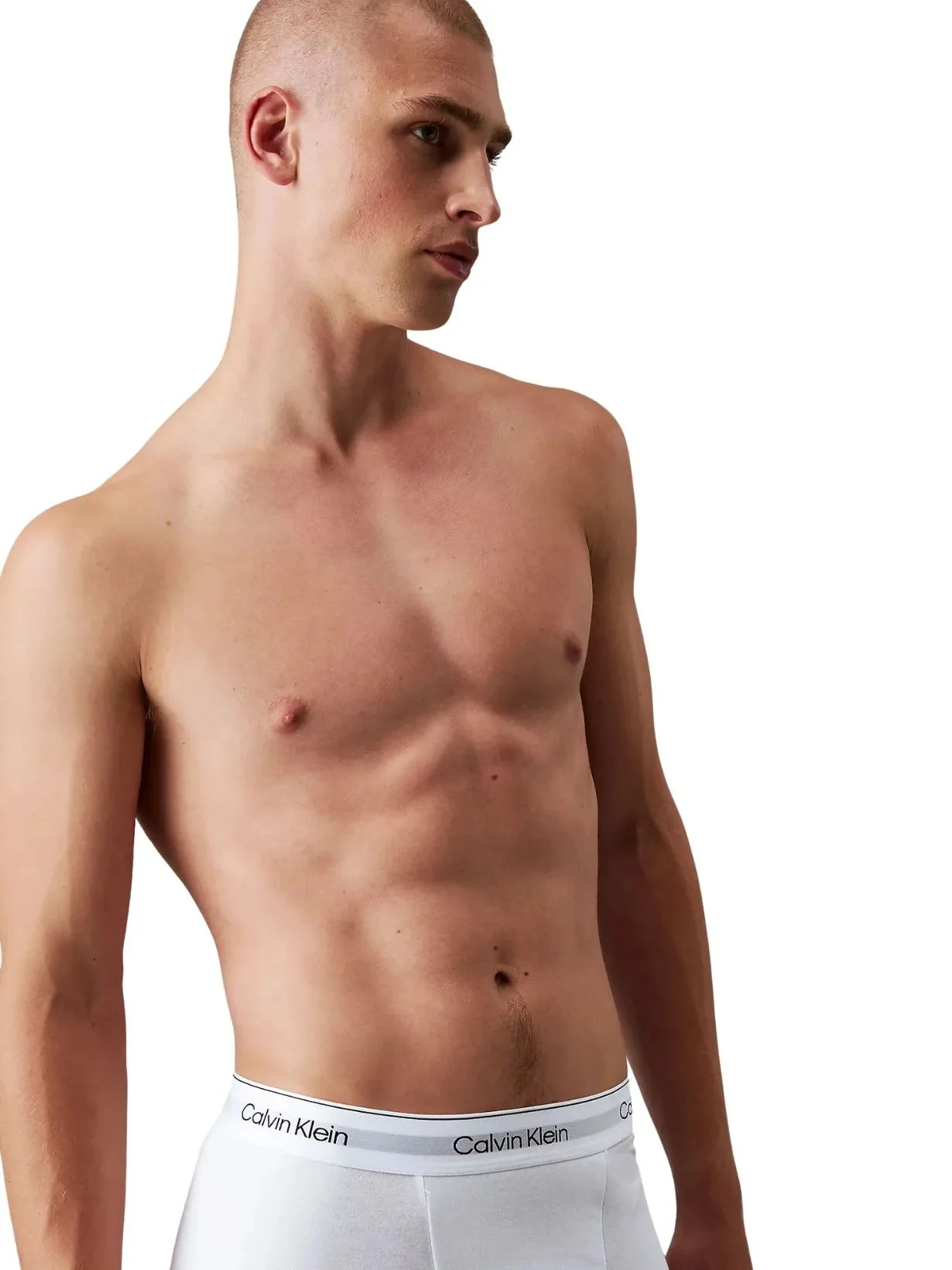 3-Pack Icon Cotton Stretch 'Relaxed Dart' Boxer Trunks, All White - Image 3