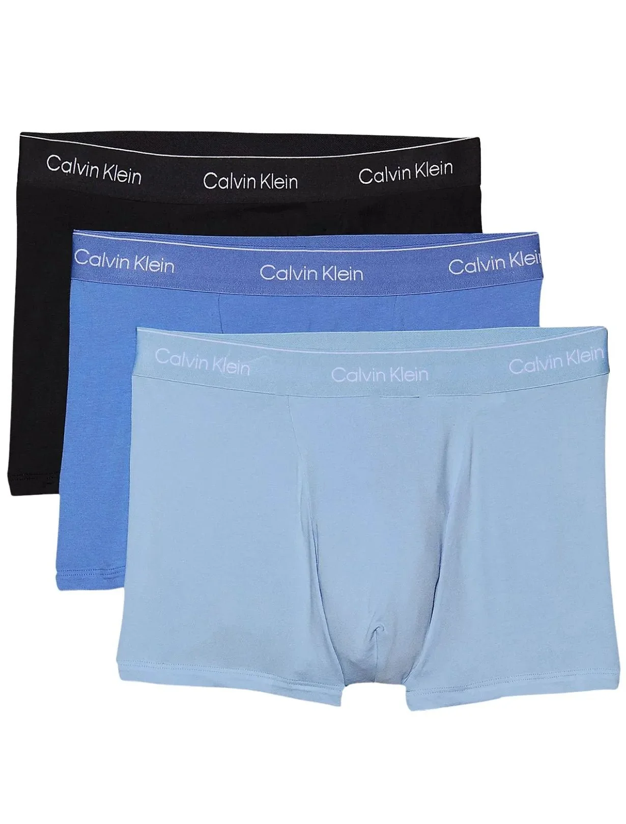 3-Pack Icon Cotton Stretch 'Relaxed Dart' Boxer Trunks, Black/Glacier/Bluebell