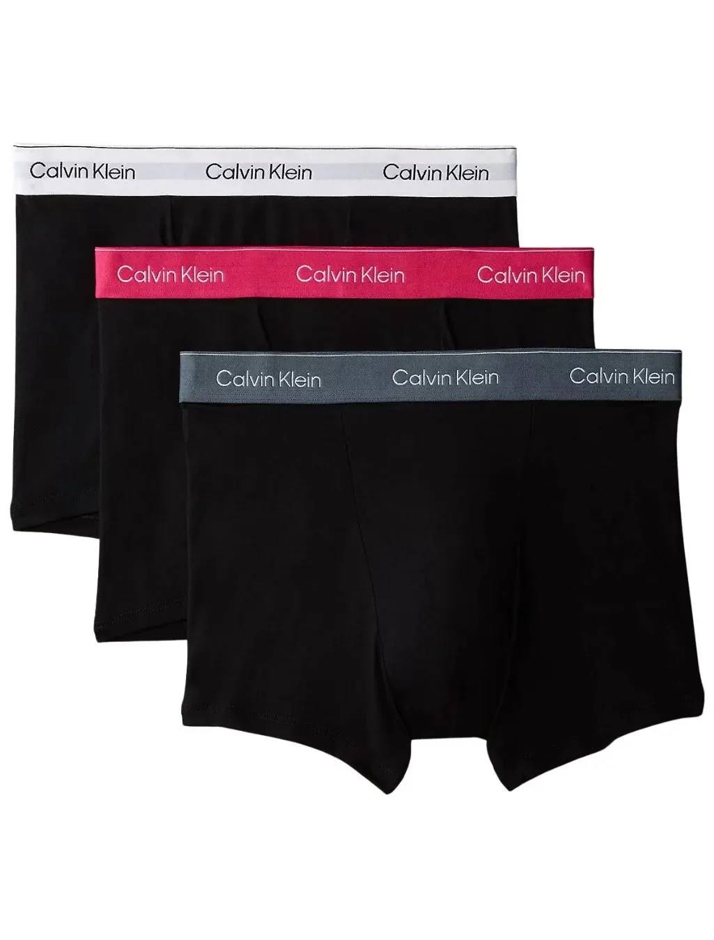 3-Pack Icon Cotton Stretch 'Relaxed Dart' Boxer Trunks, Black w/ pink/sleet/white