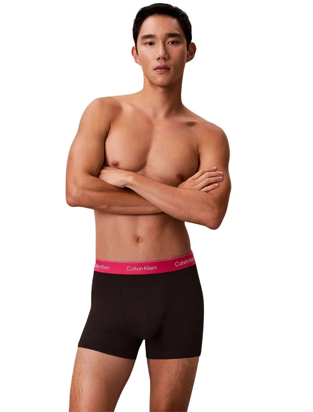 3-Pack Icon Cotton Stretch 'Relaxed Dart' Boxer Trunks, Black w/ pink/sleet/white - Image 2