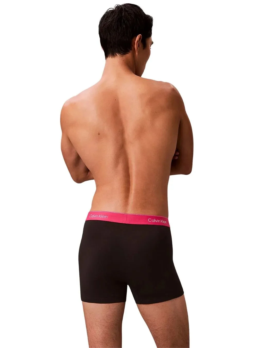 3-Pack Icon Cotton Stretch 'Relaxed Dart' Boxer Trunks, Black w/ pink/sleet/white - Image 3