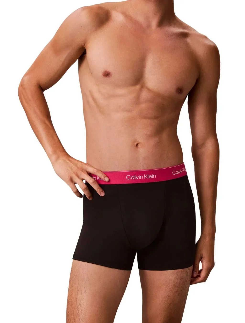 3-Pack Icon Cotton Stretch 'Relaxed Dart' Boxer Trunks, Black w/ pink/sleet/white - Image 4