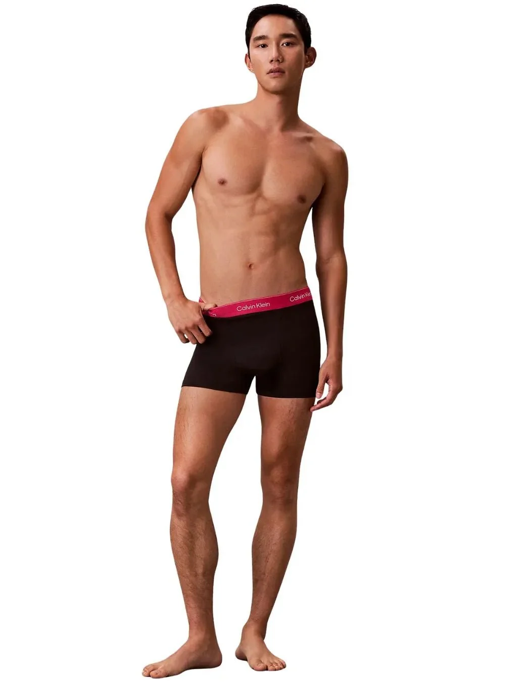 3-Pack Icon Cotton Stretch 'Relaxed Dart' Boxer Trunks, Black w/ pink/sleet/white - Image 5