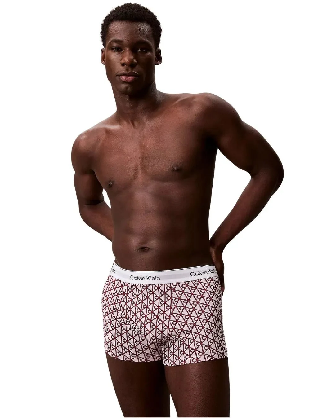 3-Pack Icon Cotton Stretch 'Relaxed Dart' Emblem Print Boxer Trunks, Black/Pink - Image 2