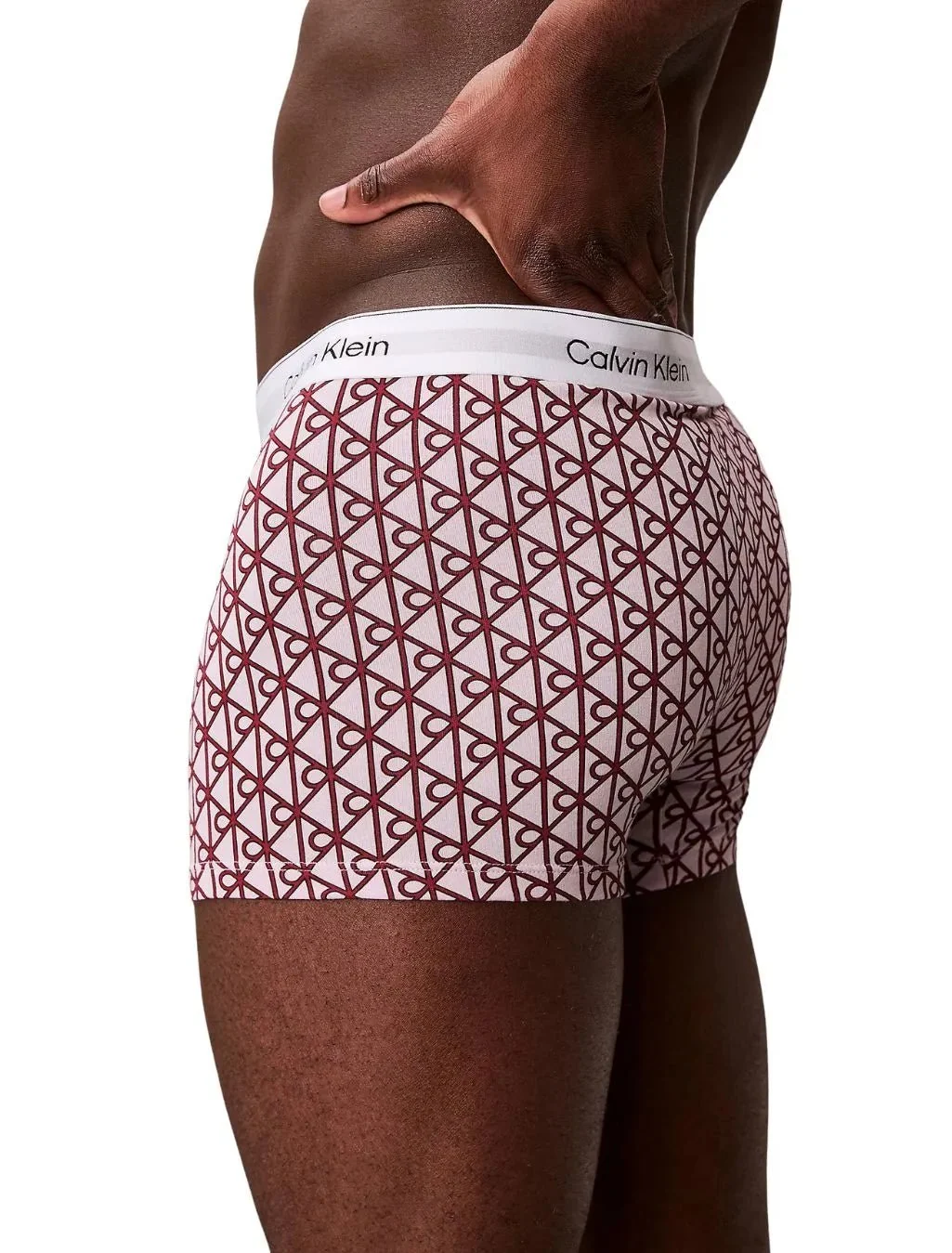 3-Pack Icon Cotton Stretch 'Relaxed Dart' Emblem Print Boxer Trunks, Black/Pink - Image 3