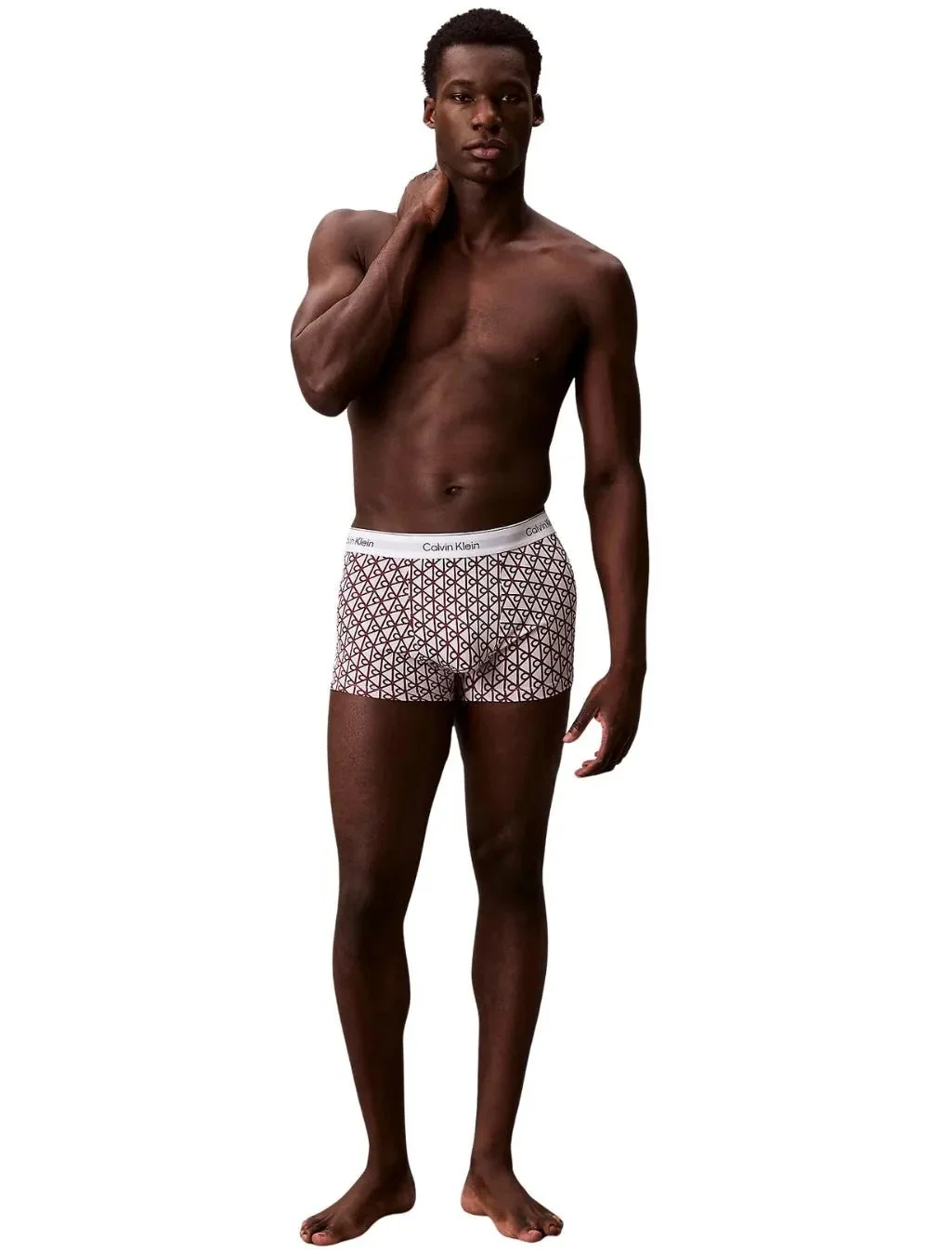 3-Pack Icon Cotton Stretch 'Relaxed Dart' Emblem Print Boxer Trunks, Black/Pink - Image 5