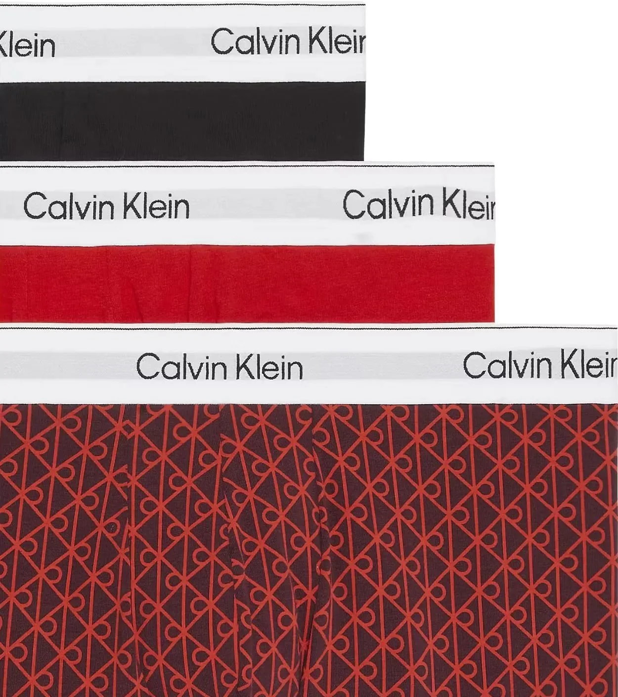 3-Pack Icon Emblem Print Low-Rise Boxer Trunks, Black / Emblem Dark Berry / Adrenaline Rush - Image 2