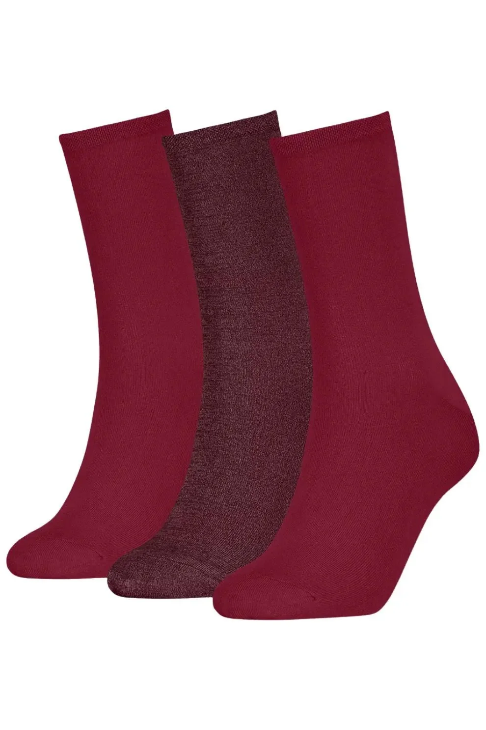 3-Pack Lurex Stripe Women's Socks Gift Box, Berry Red - Image 2
