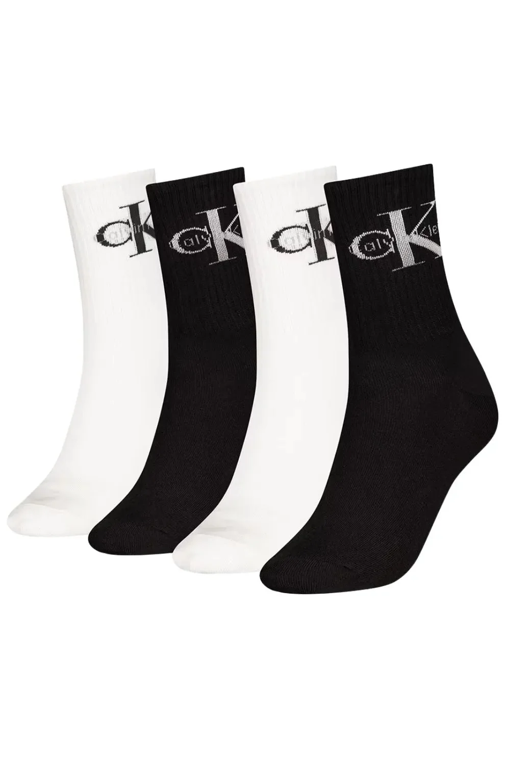 4-Pack CK Jeans Logo Women's Sports Socks Gift Tin, Black/White - Image 2