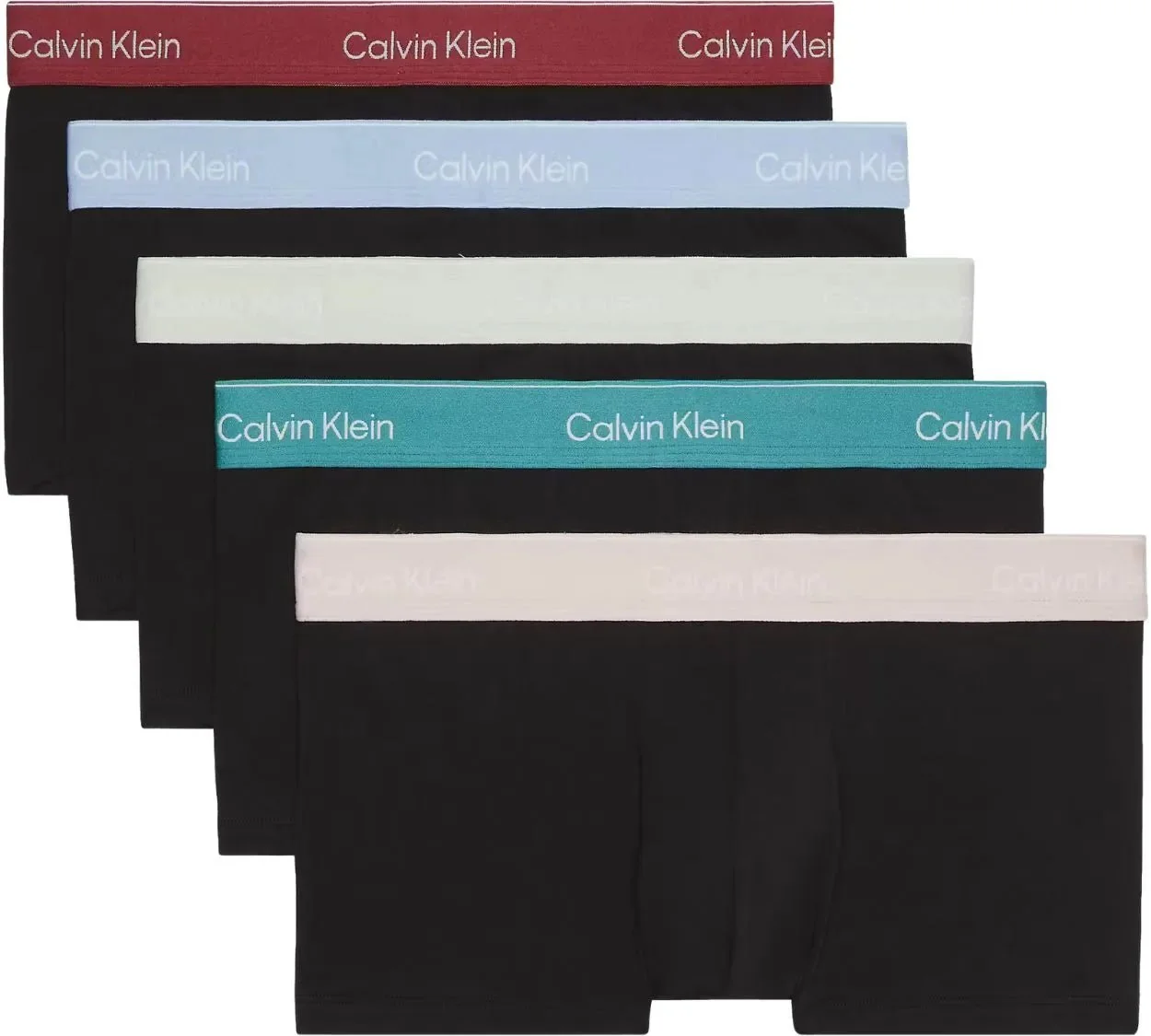 5-Pack Icon Cotton Stretch Low-Rise Boxer Trunks, Black w/ turf/berry/frozen/fall