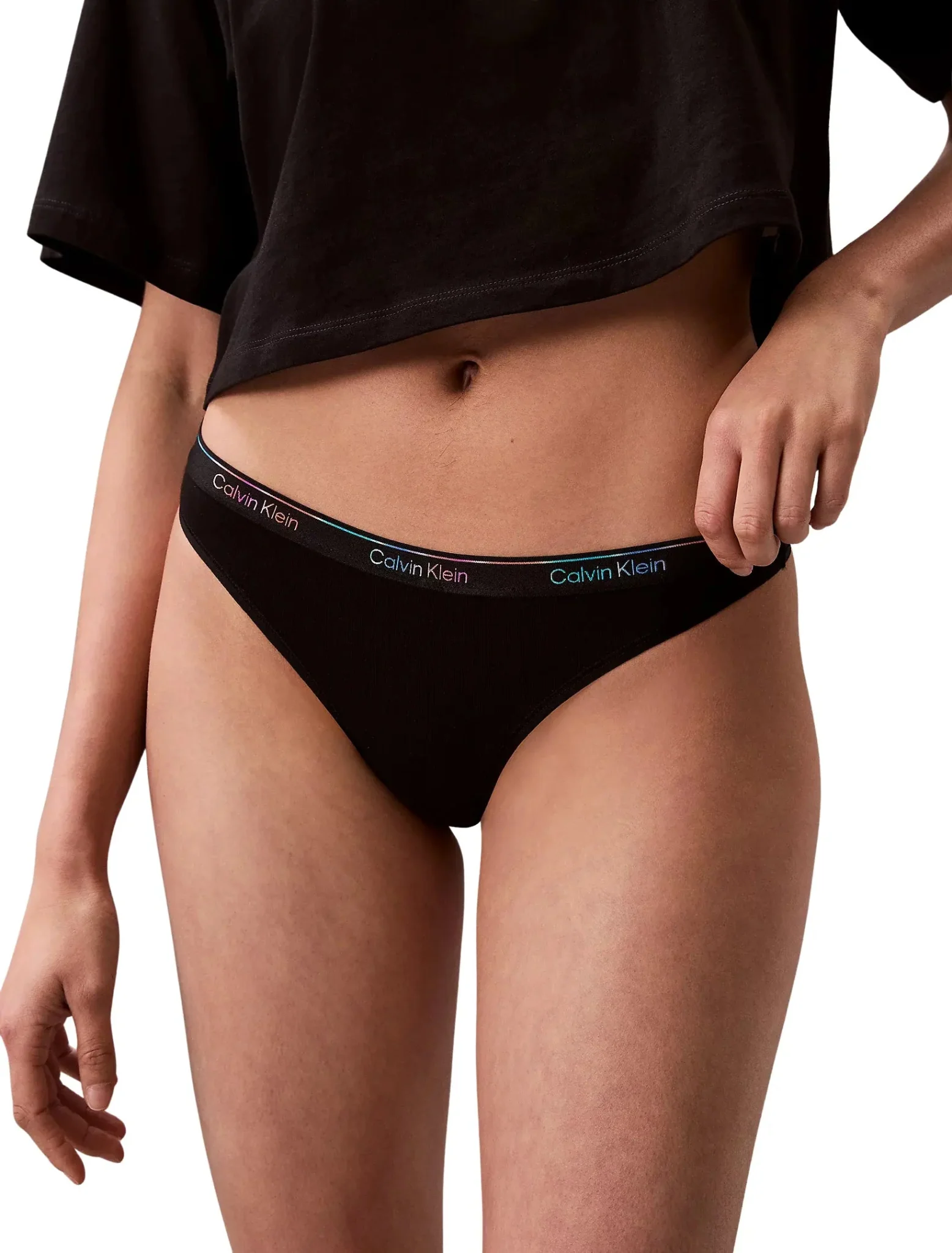 5-Pack Icon Logo Thongs, Black/White/grey with Pride Waistband - Image 2