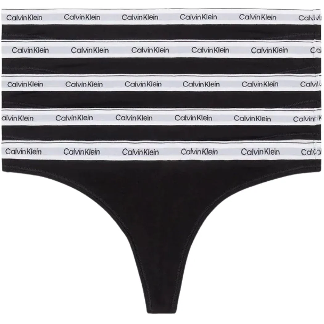 5-Pack Modern Logo Thongs, Black/white