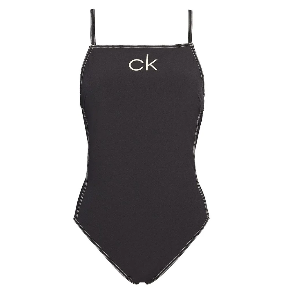 Apron One Piece Swim Suit, Black