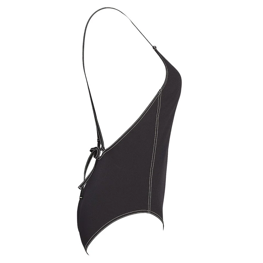 Apron One Piece Swim Suit, Black - Image 2