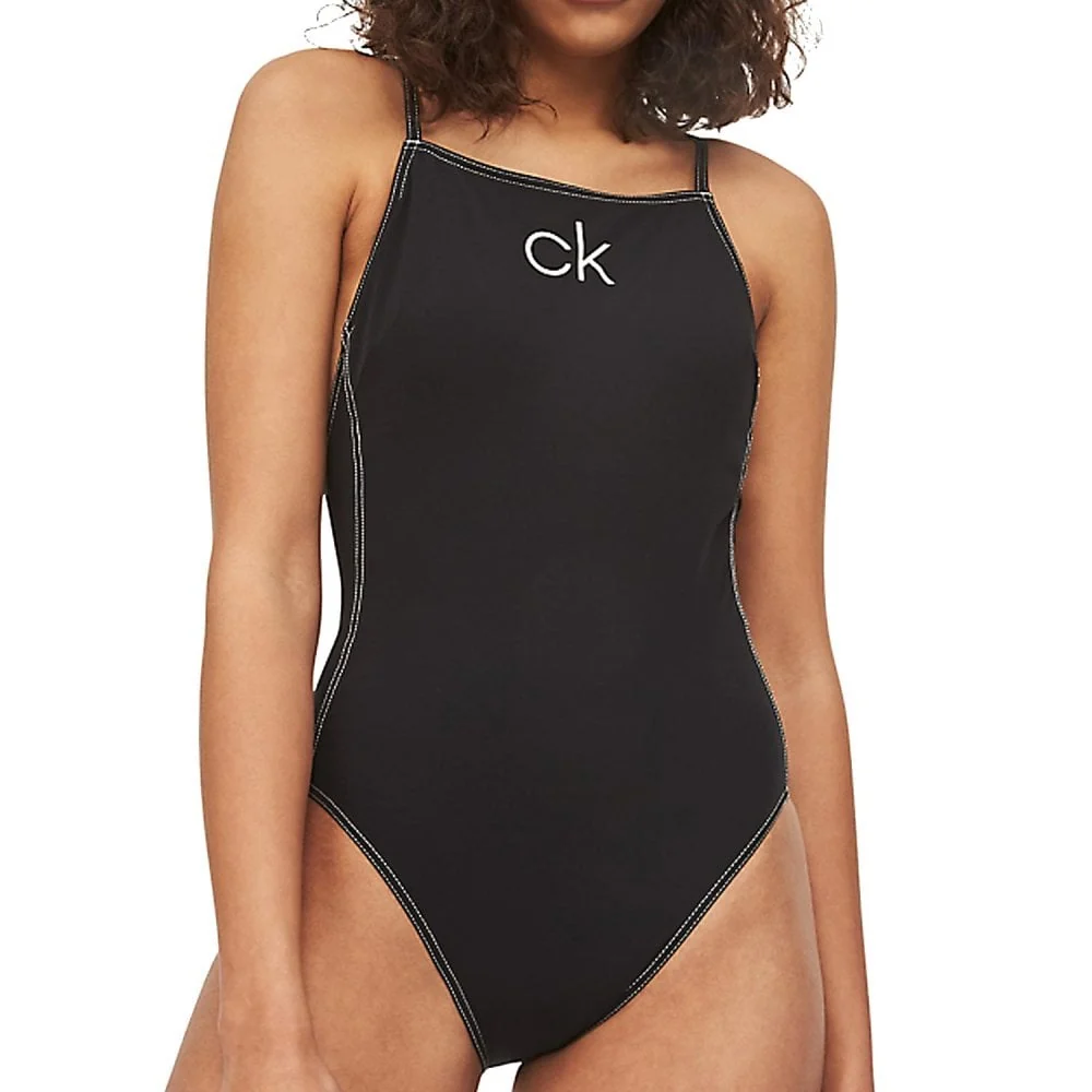 Apron One Piece Swim Suit, Black - Image 3