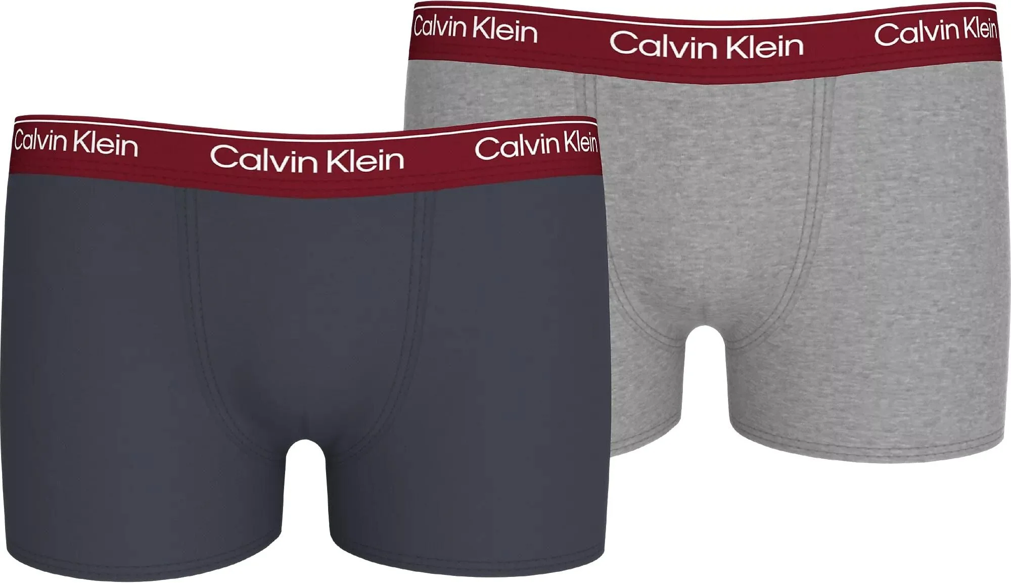 Boys 2-Pack Modern Cotton Boxer Trunks, Ash/Grey w/ burgundy