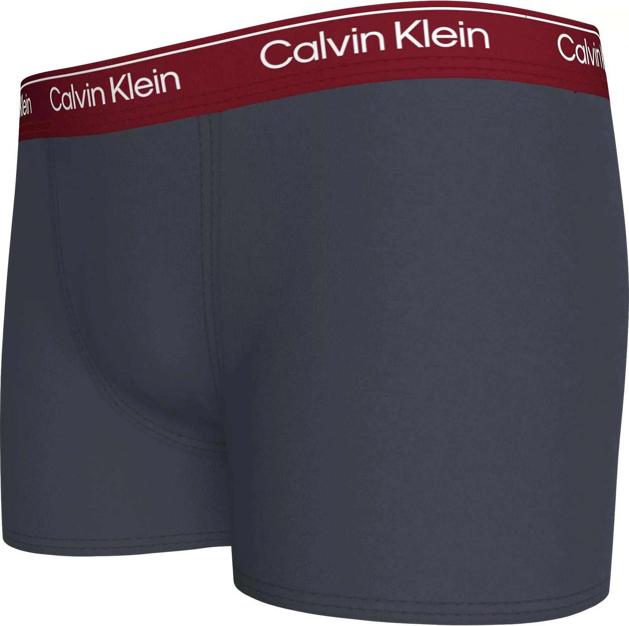 Boys 2-Pack Modern Cotton Boxer Trunks, Ash/Grey w/ burgundy - Image 2