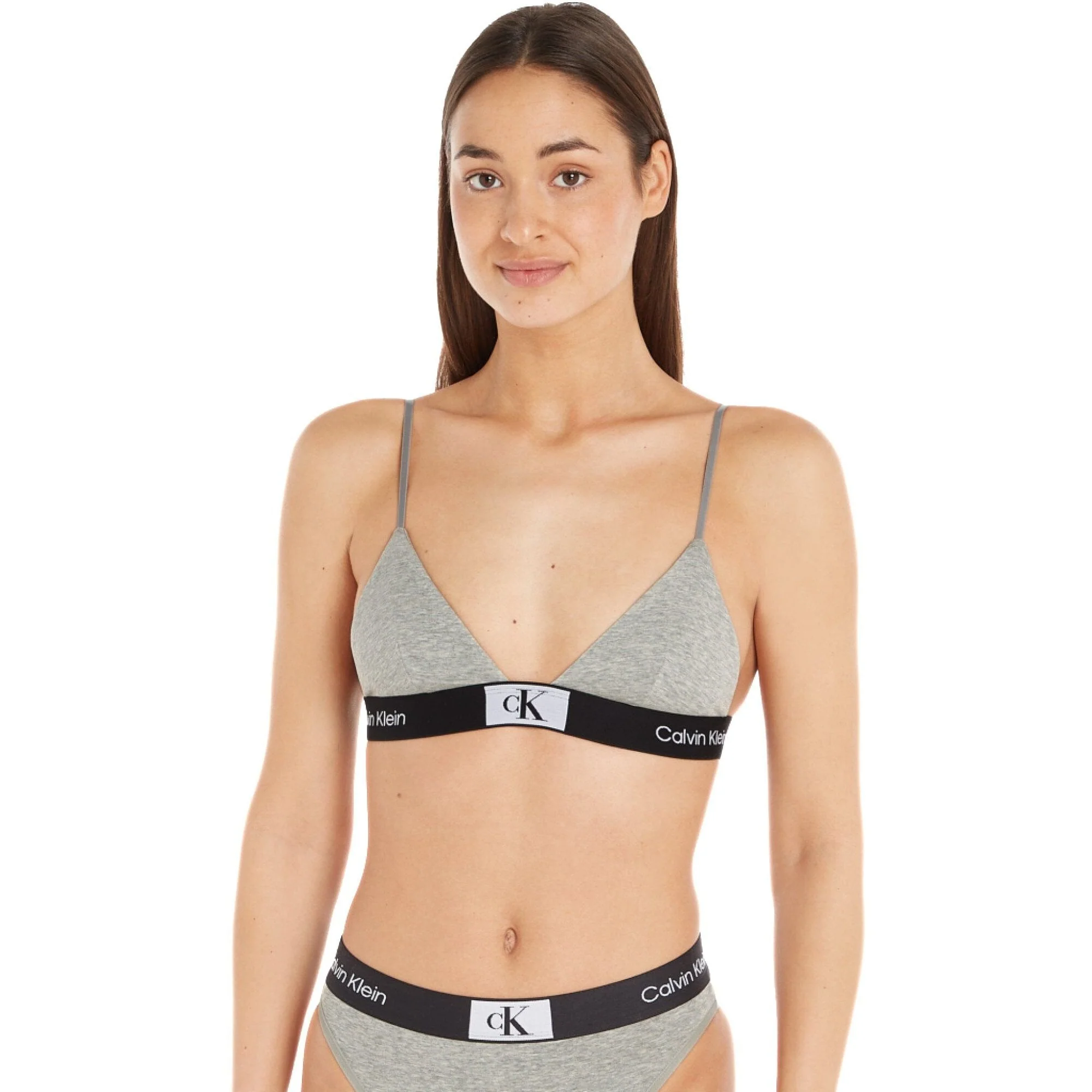 CK 1996 Unlined Triangle Bra, Grey Heather - Image 2