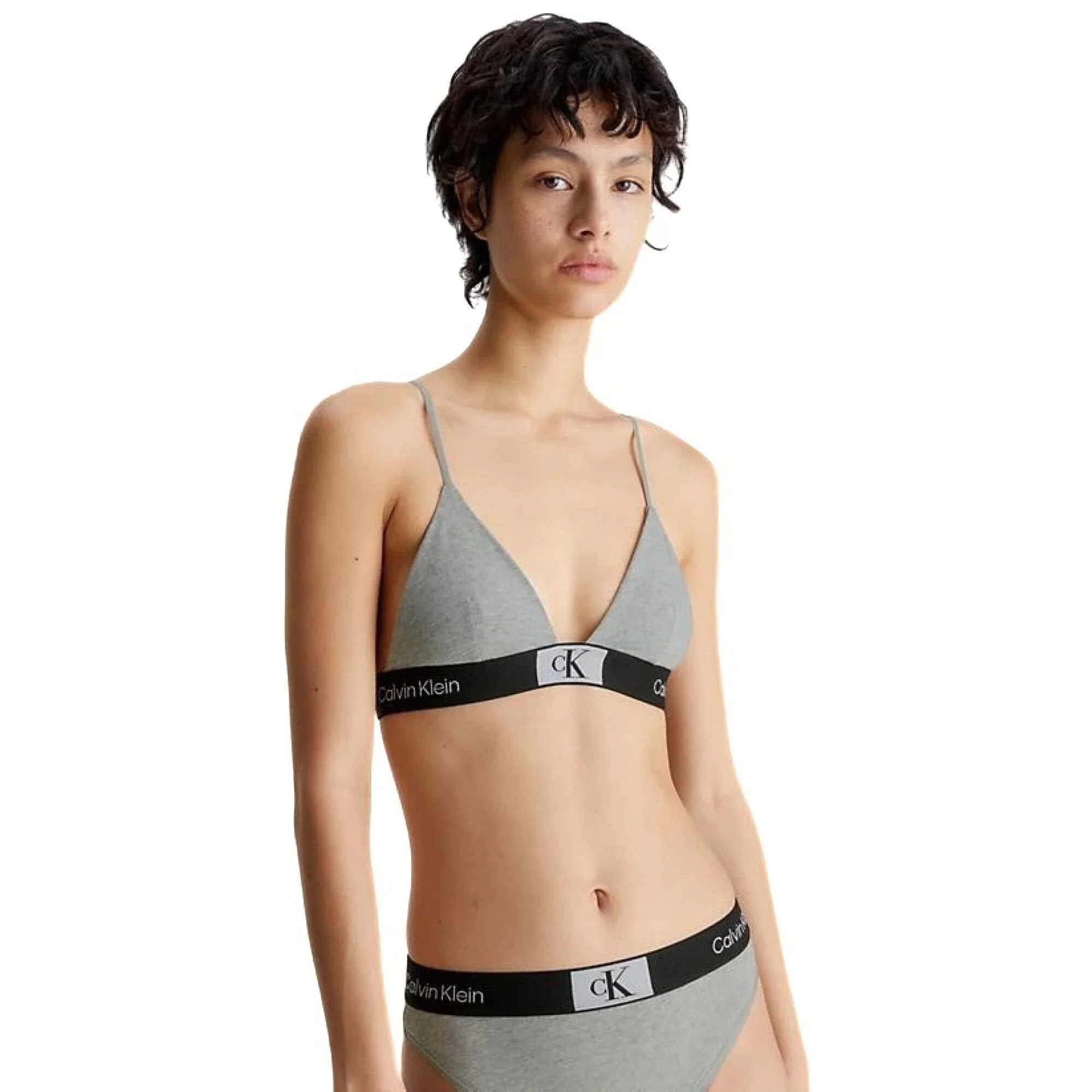 CK 1996 Unlined Triangle Bra, Grey Heather - Image 3