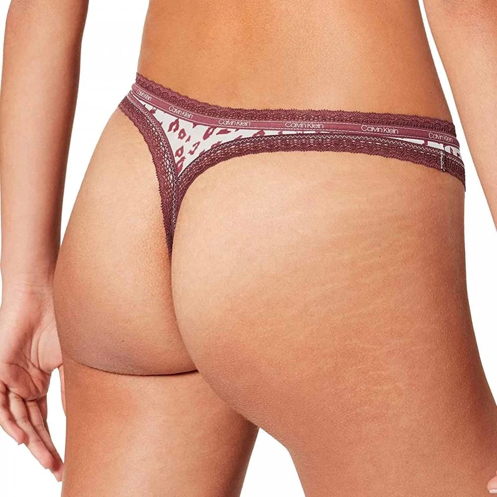 CK Lace Thong, Cheetah Shadow/Polished Blue - Image 2
