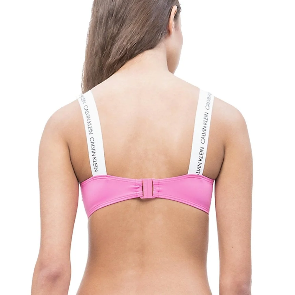 CK Logo Swimwear Bandeau Bikini Top, Phlox Pink - Image 3