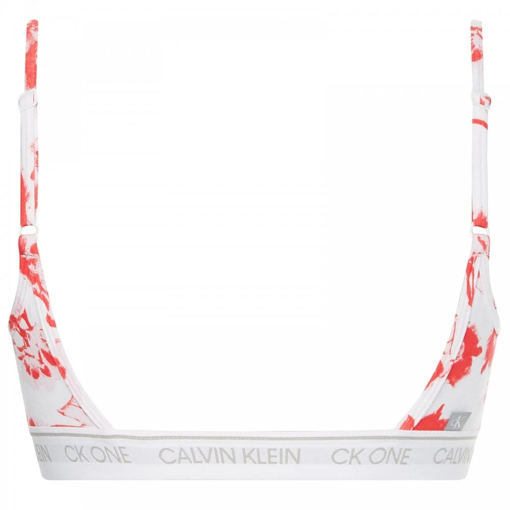 CK One Cotton Modal Blend String Bralette, Lilium Print/Strawberry Shake - Image 2