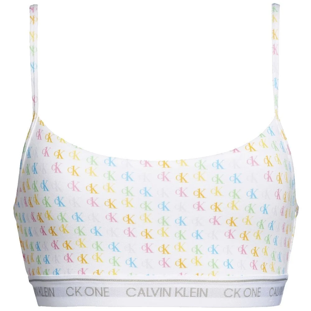 CK One Cotton Modal Blend String Bralette, Pride Colours Mini CK1 Logo Print