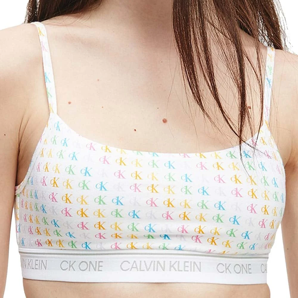 CK One Cotton Modal Blend String Bralette, Pride Colours Mini CK1 Logo Print - Image 2