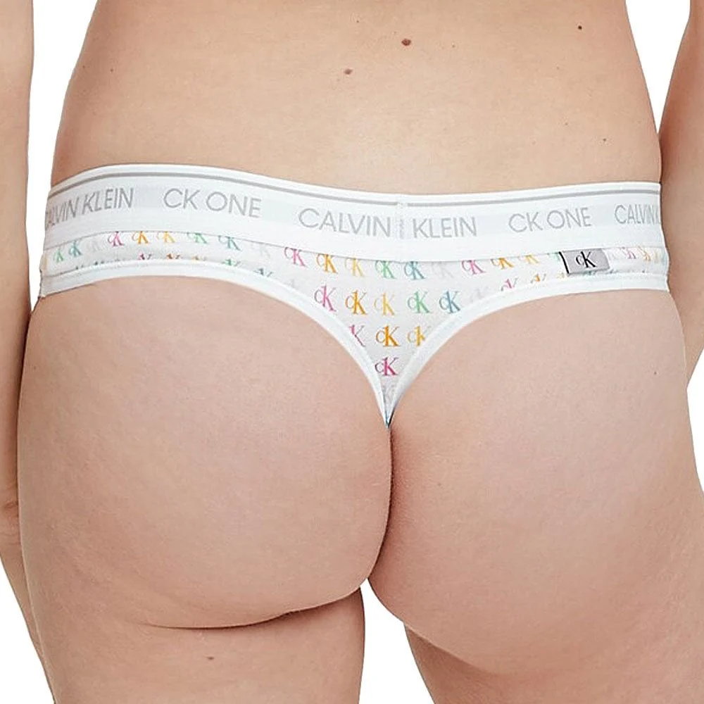 CK One Cotton Modal Blend Thong, Pride Colours Mini CK1 Logo Print - Image 2