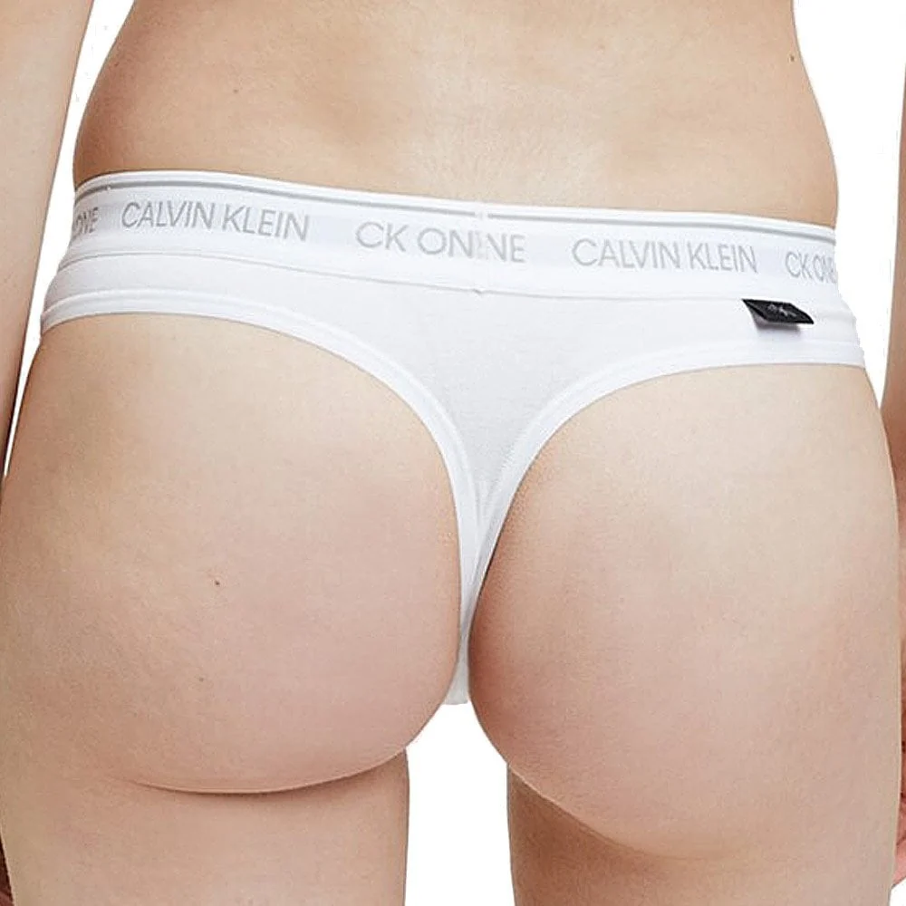 CK One Cotton Modal Blend Thong, White - Image 2