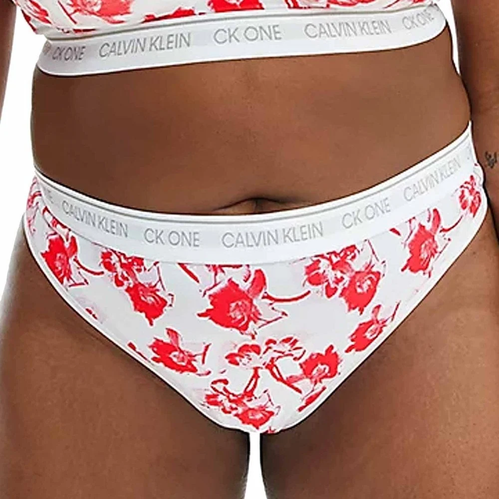 CK One Plus Size Thong, Lilium Print/Strawberry Shake - Image 2
