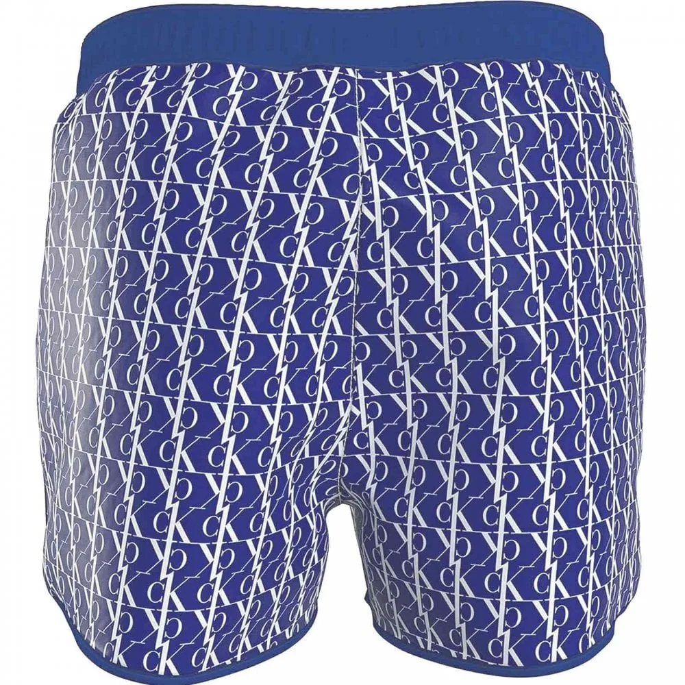 CK One Short Runner Swim Shorts, Monogram Bold Blue - Image 2