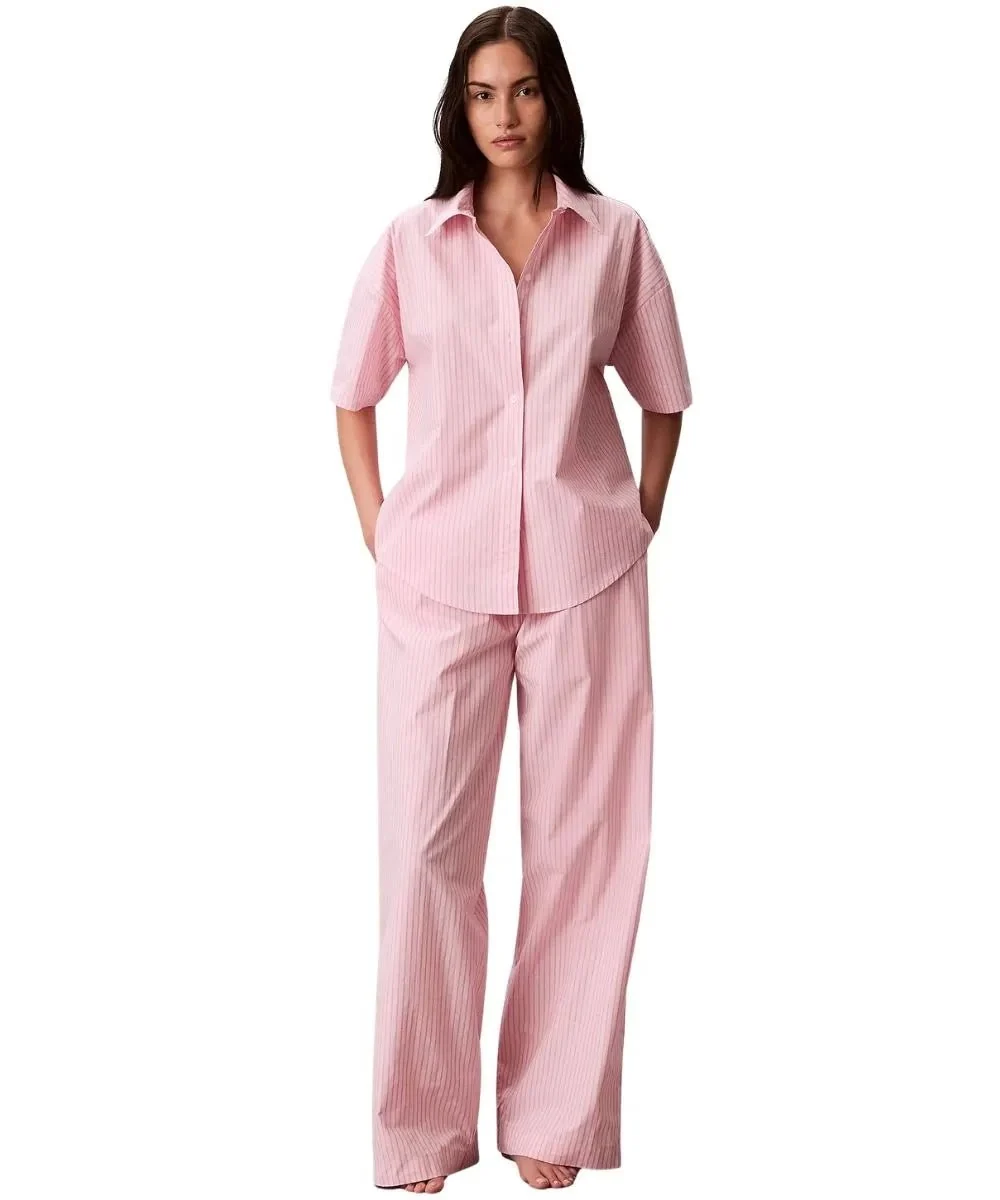 Cotton Poplin Sera Stripe Pyjama Set, Cradle Pink