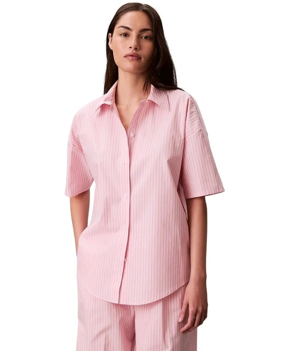 Cotton Poplin Sera Stripe Pyjama Set, Cradle Pink - Image 4
