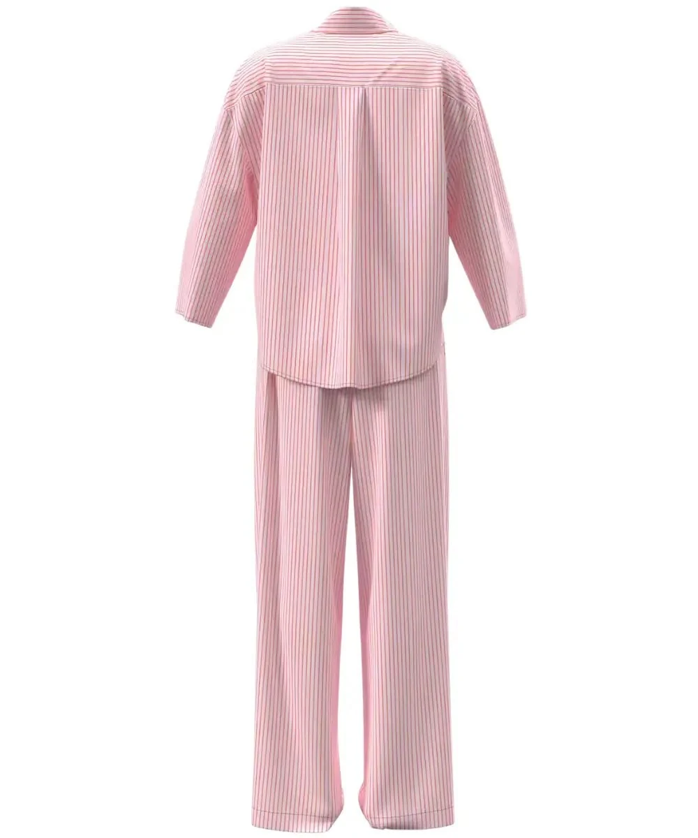 Cotton Poplin Sera Stripe Pyjama Set, Cradle Pink - Image 6