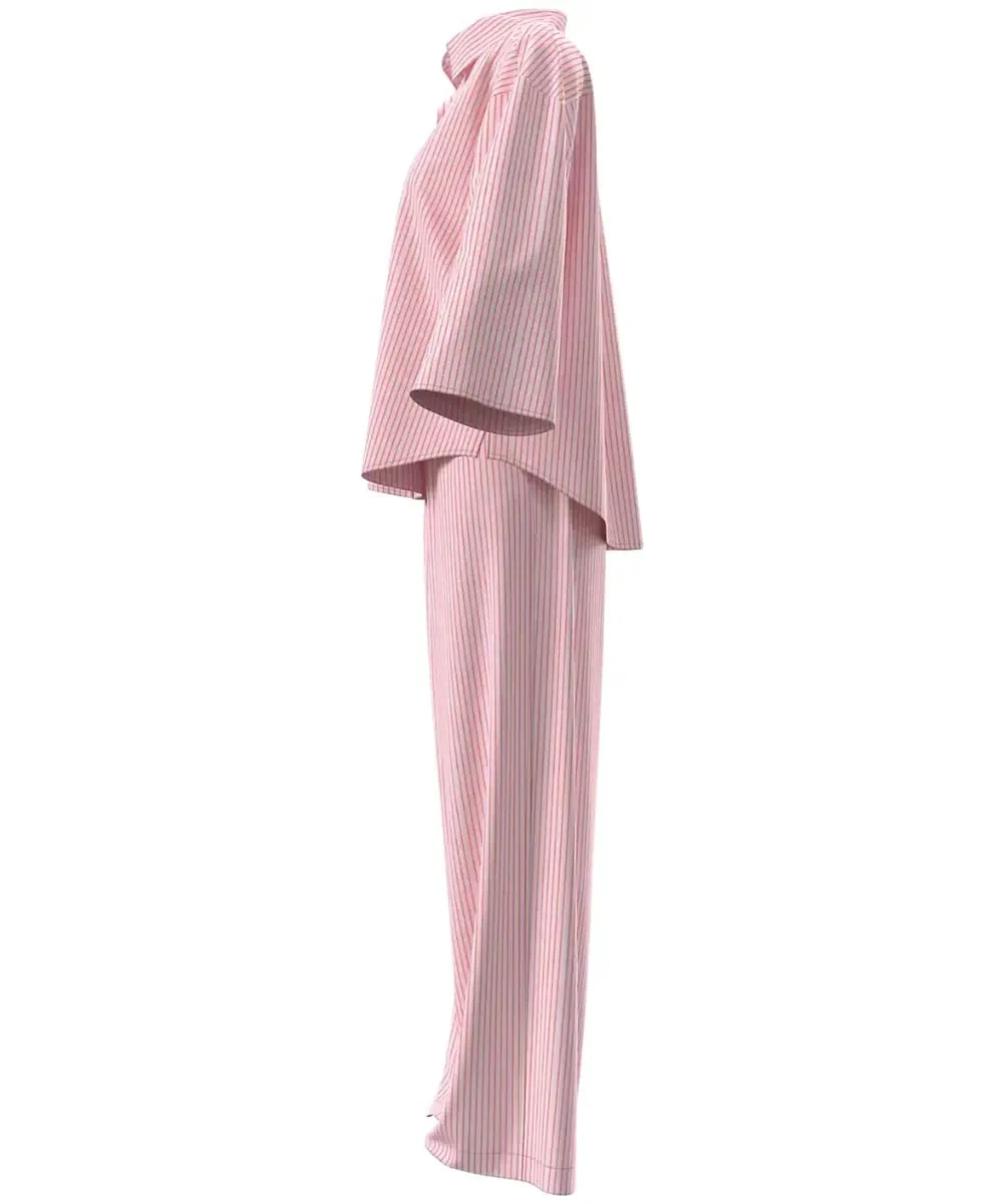Cotton Poplin Sera Stripe Pyjama Set, Cradle Pink - Image 7