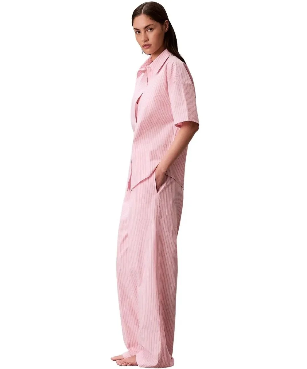 Cotton Poplin Sera Stripe Pyjama Set, Cradle Pink - Image 9