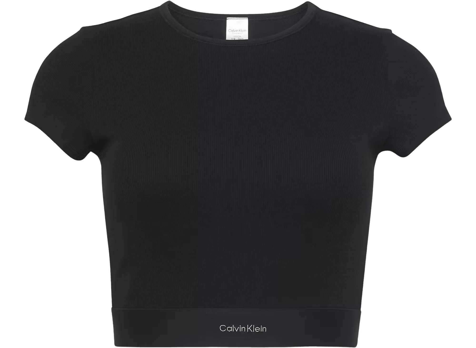 Cotton Stretch Rib Crop Top, Black