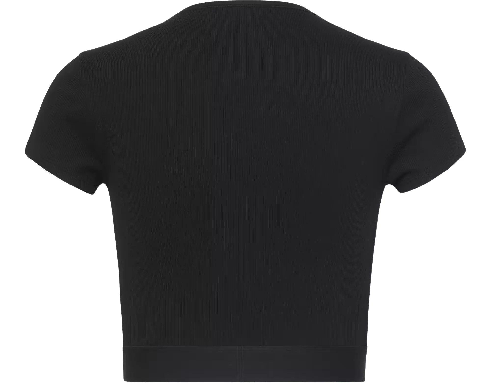 Cotton Stretch Rib Crop Top, Black - Image 2
