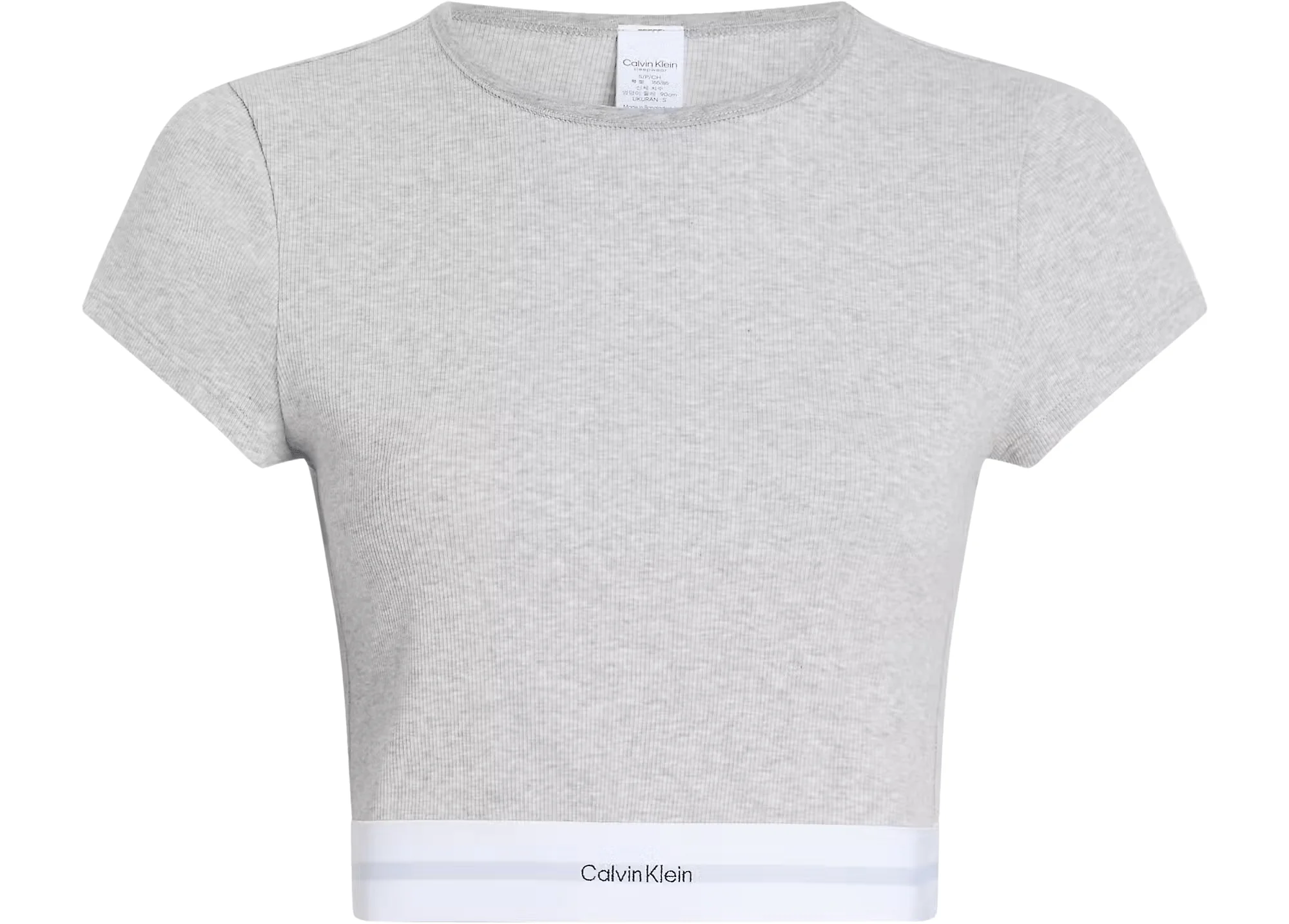 Cotton Stretch Rib Crop Top, Grey Heather - Image 2