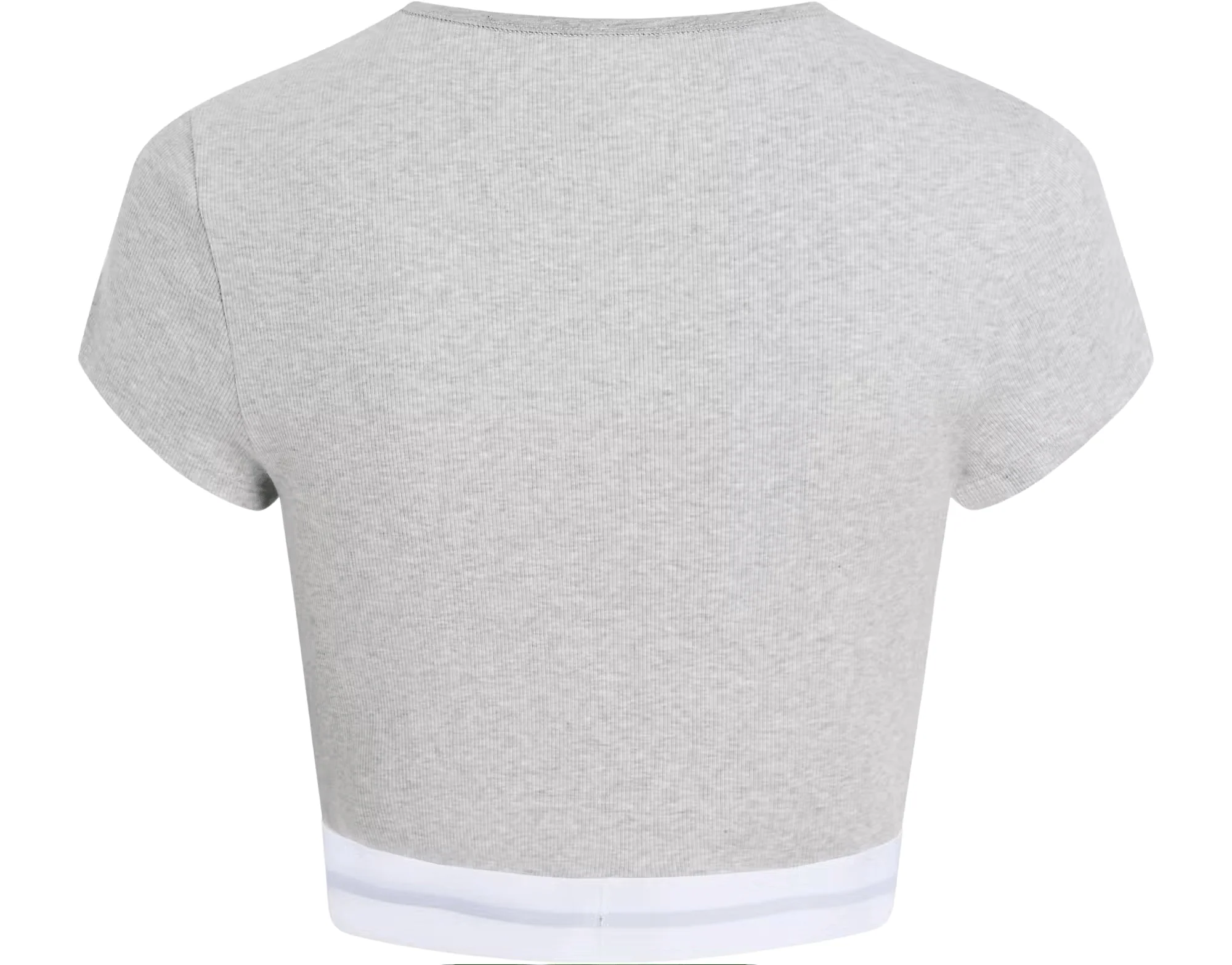 Cotton Stretch Rib Crop Top, Grey Heather - Image 3