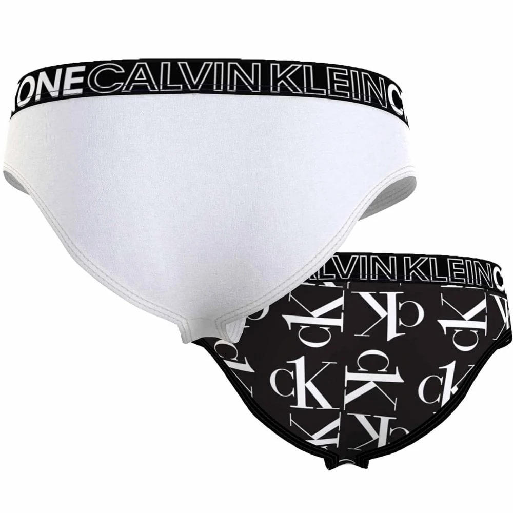 Girls 2 Pack CK One Bikini Brief, CK Repeat Black AOP/ PVH White - Image 4