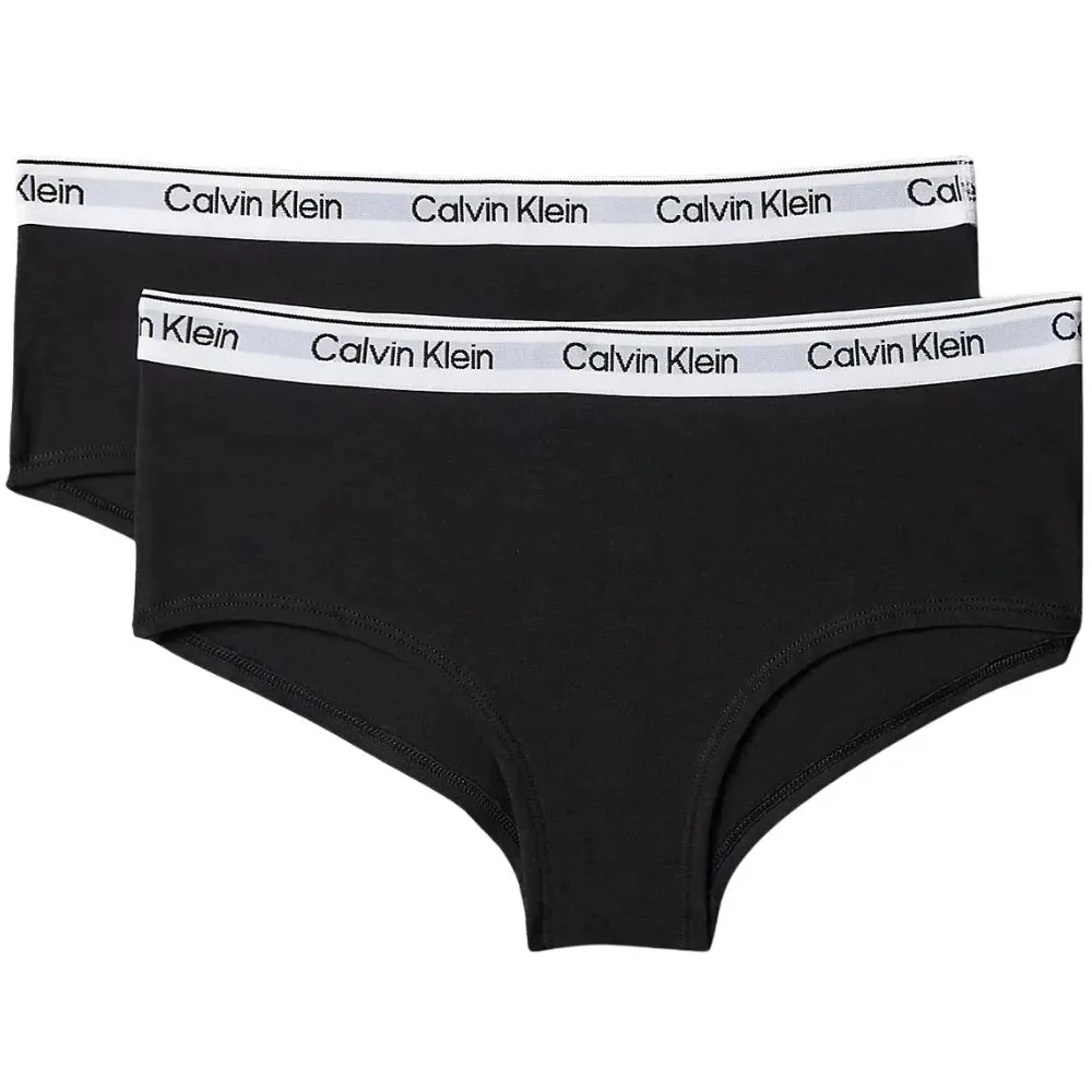 Girls 2-Pack Icon Cotton Stretch Boy Shorts, Black